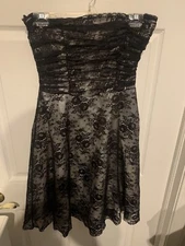 Moda International Black Lace Strapless Dress Cocktail Formal Adult Size 10