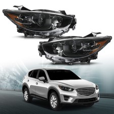 Pair Headlights Black Fit For 2013 14 15 2016 Mazda CX-5 Halogen Headlamps L+R