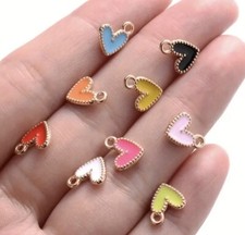 Enamel Charms Heart DIY Bracelet Necklace Dangle 12 Pack Jewelry Making New