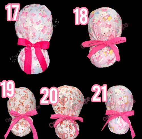 Hello Kitty ponytail surgical cap, Hello Kitty Long hair scrub cap - Picture 3 of 3