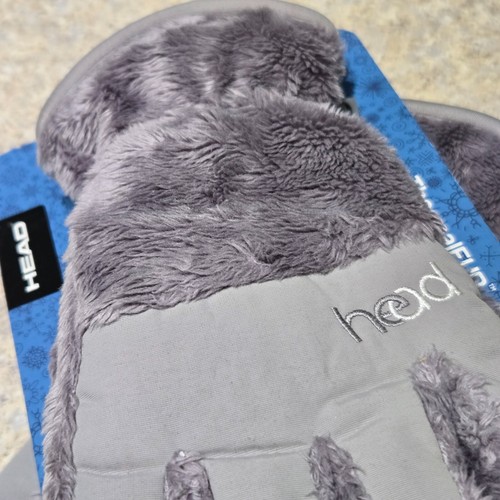 NEW HEAD KIDS MEDIUM AGE 7-10 METALLIC SILVER THERMAFUR FLEECE GLOVES LINED - Picture 3 of 6