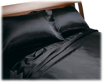 King Size Flat Fitted Satin Sheet Set Black Sheets 4 Pieces Luxury Pillowcases Ebay