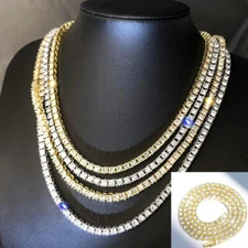 Hip Hop Necklace Bracelet Tennis Choker Rhinestone Cuban Link Chain Jewelry Gift