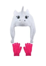 NWT GIRLS CAPELLI IVORY COMBO HAT & GLOVES FAUX FUR HAT 2 PIECE SET SZ S, M 