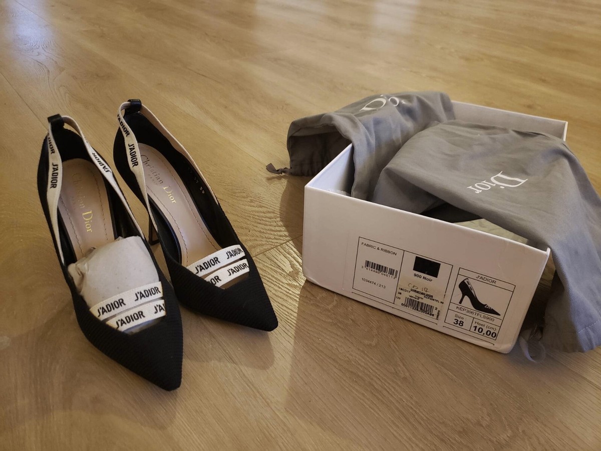 Christian Dior J'ADIOR パンプス　38D Christian Dior J'ADIOR Black PUMP white ribbon SZ 38EU / 7.5 US