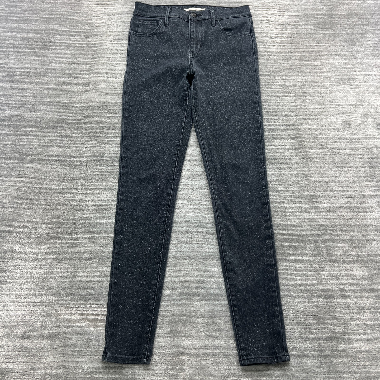 Levis 720 Jeans Size 26 Womens High Rise Super Skinny Sparkle Black Denim