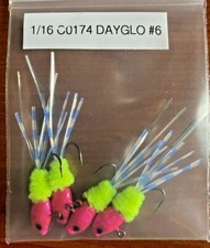 Hand Tied Hackle Tail Crappie Jigs Made in The USA 1/16th Ounce #4 or 6 Hook New