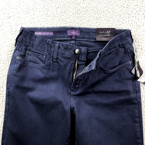 NYDJ Womens Size 4 RACHEL Solid Dark Blue Wash Roll Cuff Ankle Stretch Jeans NEW - Picture 7 of 19