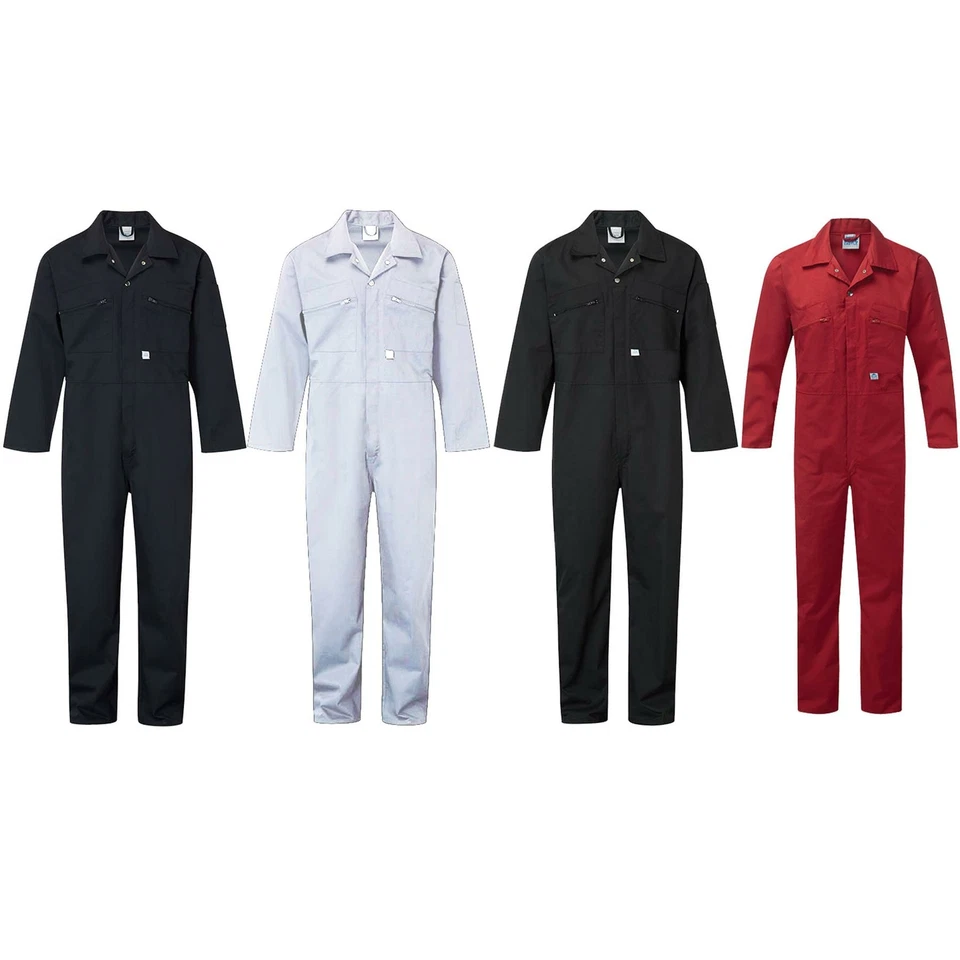 BLUE CASTLE Zip Boiler Suit Building Work Durable White Black Navy Red DIY Overall