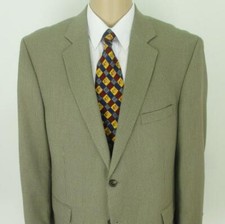 46 R Stafford Beige Gray Plaid Poly Rayon Mens 2B Jacket Sport Coat Blazer Mint