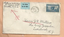 FIRST FLIGHT SEATTLE WASH TO GRAND CENT STA NY AUG 2,1929