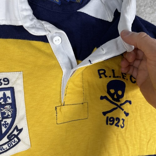 Ralph Lauren Shirt Men Large Rugby Polo RLFC Skull Crossbones Pirate Blue Yellow - Picture 5 of 9