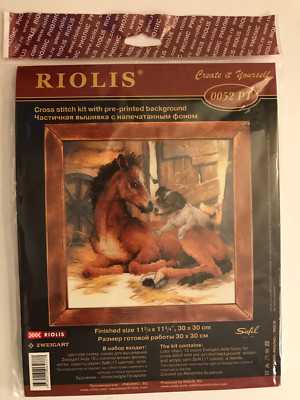 Riolis COLT AND PUPPY Cross Stitch Kit Horse & Dog Design - NIP
