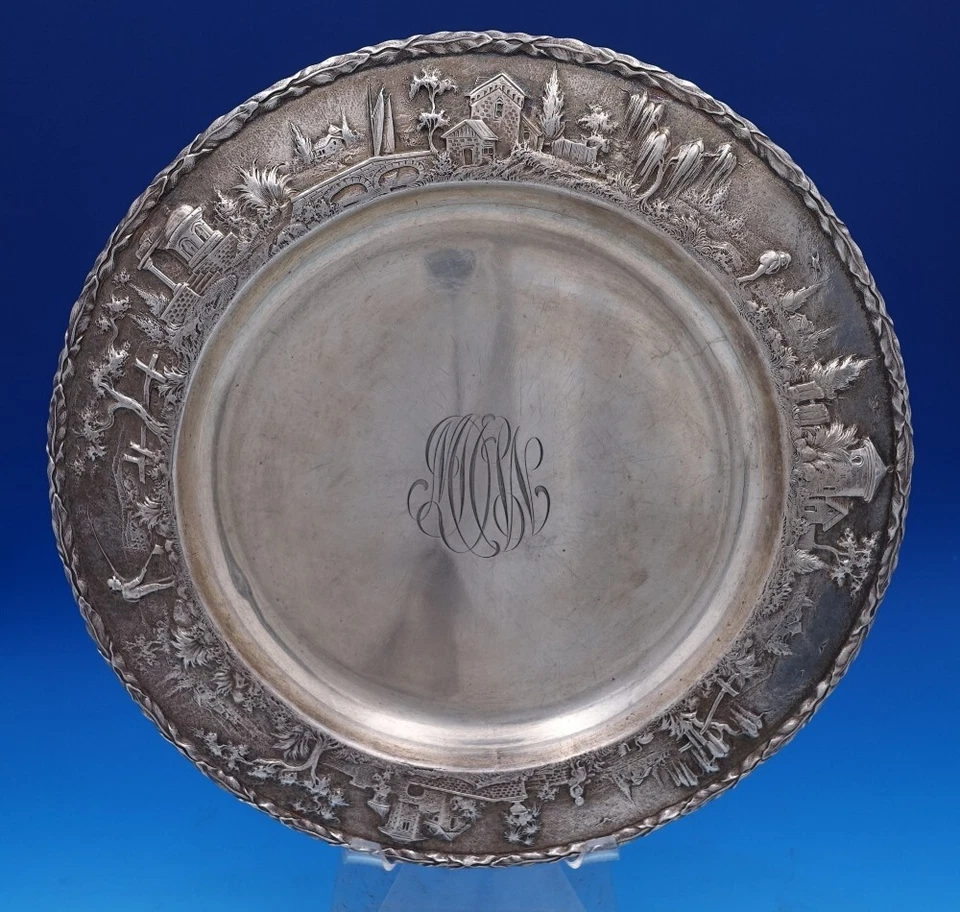 Placa arquitectónica de plata 925/1000 Repousse by Kirk & Son Inc 2703 12,5" #8383 Foto 2 de 4