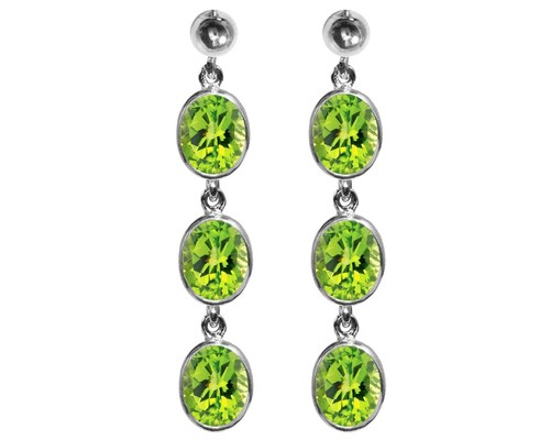 Boucles D'oreilles Créoles En Argent Sterling 925 Avec Péridot Naturel - Fait Main