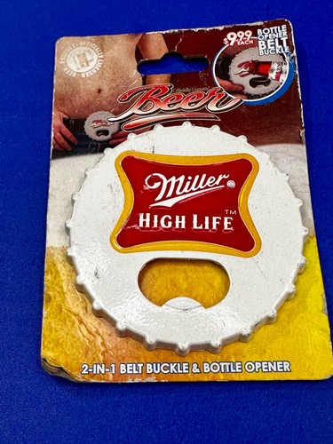 Miller Beer Brewing Cap High Life Belt Buckle With  Bottle Opener NOS 2008