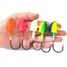 5Pcs Heavy Duty Lead Jig Head Lures 1/2oz-2 Oz Big Game Saltwater Baits 7/0 Hook