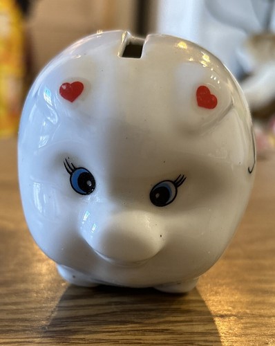 Hucha I LOVE MONEY, cerámica blanca de 3" de alto. Enesco