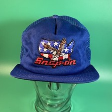VINTAGE SNAP ON TOOLS NEW ERA PRO EAGLE USA SHAPE AMERICAN FLAG TRUCKER HAT