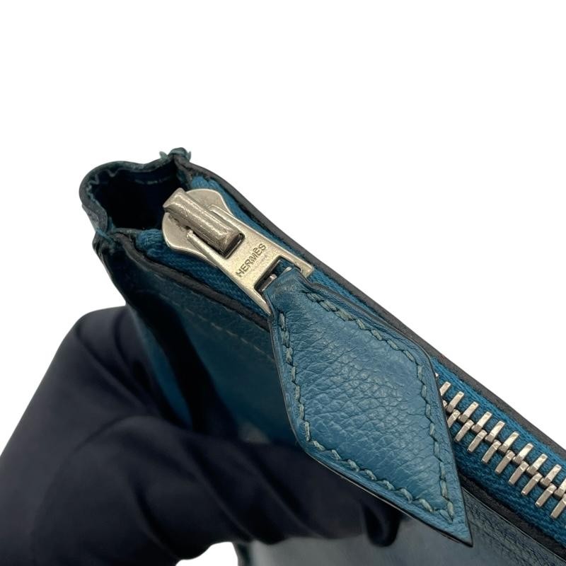 HERMES Zip Computer Evercolor Second Bag Blue Squ… - image 9