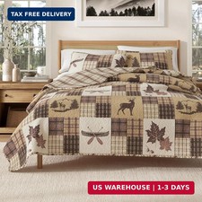 Lodge Quilt Set - 3-Piece King/California King Size Rustic Bedding Set - Lightwe