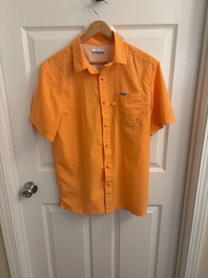 Columbia Slack Tide Camp PFG fish Orange Button Shirt Men's S