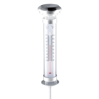 Outdoor LED Solarlampe mit Thermometer und Erdspieß Solar Gartenleuchte Hellweiß