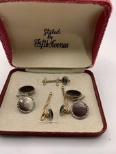 Vintage Fifth Avenue Cufflink  Stud Set Mother of Pearl in Box