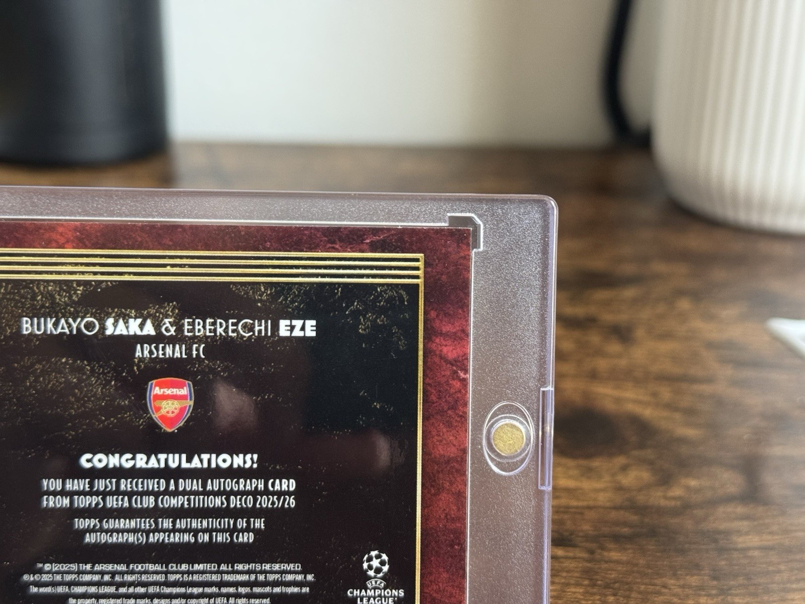 2025-2026 Topps Deco UCC Bukayo Saka & Eberechi Eze DUAL AUTO /5 COLOR MATCH view 9