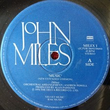JOHN MILES *Music (Was My First Love) / Slow Down* UK 12" SINGLE *WITHOUT SLEEVE