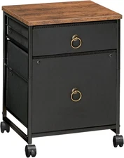 HOOBRO File Cabinet, 2-Drawer 15.7"D x 15.7"W x 19.6"H, Black + Rustic Brown 