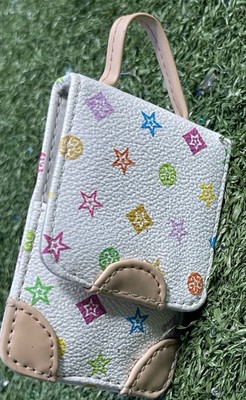 Mini Multicolor Monogram Coin Purse Key Pouch   Faux Leather Snap Wallet 3 