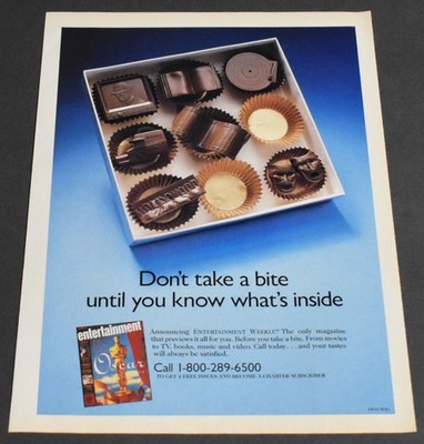 1991 Print Ad Don't Take a Bite Until you know What's Inside Chocolate Art