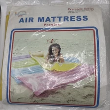Vtg 2000s Yellow Inflatable Pool Air Mattress 72 x 27 Premium Air Mattress
