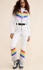New ANTHROPOLOGIE x OOSC CHIC TIGHTLY SKI SNOW SUIT RAINBOW ROAD SZ M