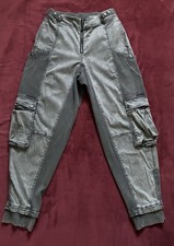 free people movement Zip Front Cargo Pant Acid Wash Joggers Gray Sz S