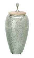 Living Room Decorative Jar with Lid 7x16 Inch Silver Metal Storage Container