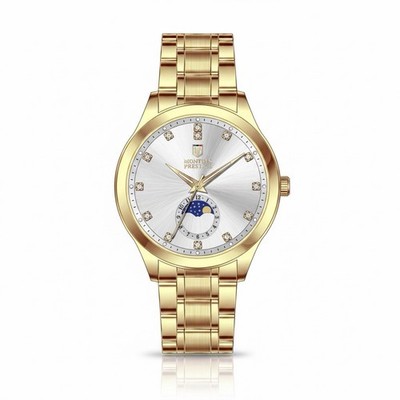 MPW-0365 Montres Prestige Men 42mm Gold Tone Case Silver Dial Silver Band MG68