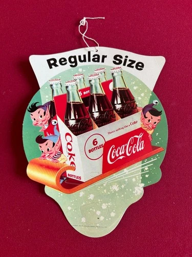 1956, Coca-Cola, "Un-Used", Die Cut Hanging Sign (Scarce / Vintage)