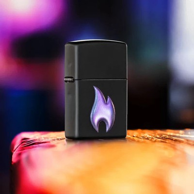 ORIGINAL Zippo Feuerzeug SCHIMMERNDE TEXTUR FLAMME schwarz matt NEU IN BOX SCHNELLER VERSAND