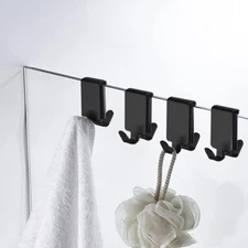 Double Hooks for Glass Shower Door, Towel Hooks Over The Bathroom Glass Wall ...
