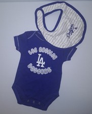 MLB Baby Los Angeles Dodgers Newborn Bodysuit  Bib Set Blue Short Sleeve