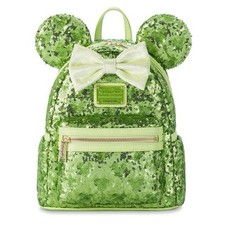 Disney Parks tinker bell Sequined Loungefly Mini Backpack Green New with Tag