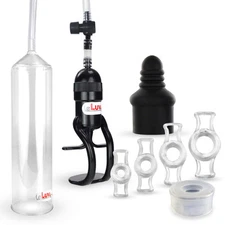 LeLuv Penis Pump EasyOp Zgrip with Clear, Septum and 4 Constriction Rings