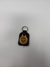 Vintage Suzuki Keychain Suzuki Maroon Leather Key Chain - Motorcycle Dirt Bike