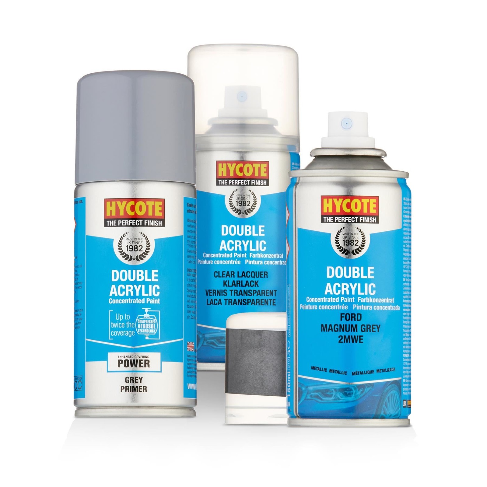 Hycote Spray Paint Ford Magnum Grey Metallic Paint 150ml + Grey Primer & Lacquer