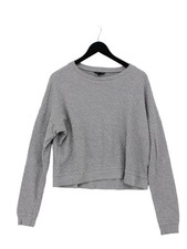 Topshop Women's Hoodie UK 10 Grey Cotton with Viscose Pullover