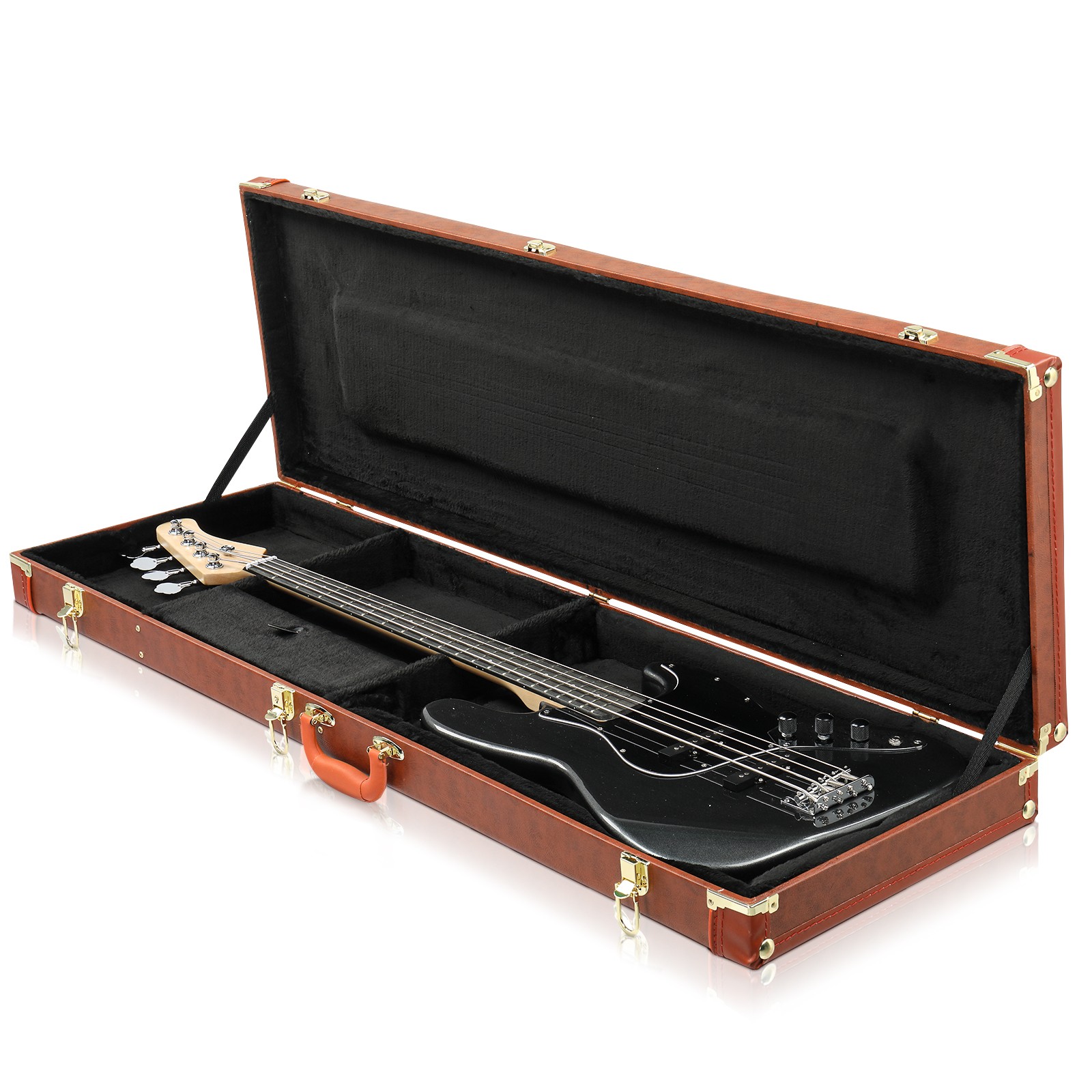 Ktaxon Portable Hard Shell Wood Case for Electric Bass Guitars