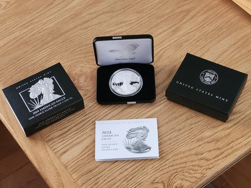 2024 W AMERICAN SILVER EAGLE UNC COIN W COA AND BOX WEST POINT MINT