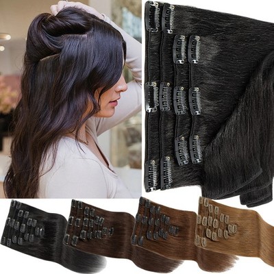 CLEARANCE Clip In Hair Extensions 100% Real Remy Human Hair 8Pieces Full Head